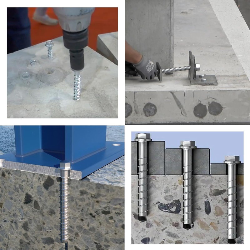 25 Pcs Concrete Self Tapping Anchor Bolt Kit(M6/M8/M10),Flange Hexagonal Head