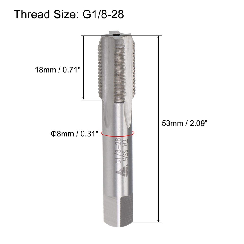 sourcing map G1/8-28 Pipe Thread Tap, Machine Threading Tap Right
