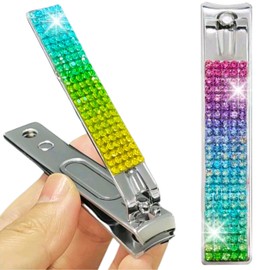 Cute Nail Clippers, Luxury Nail Clippers, Bling, Rhinestones Nails, Nail Clippers Set for Women, Colorful, Rainbow, Unique (One Count)
