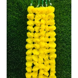 Artificial Marigold Flowers Garland for Diwali Decor String 5 Wedding Decorations Garlands Party Decorations Genda phool mala 5 Feet Long, for Parties, Christmas Decoration,Home Decoration Yellow