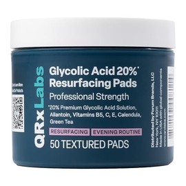 QRxLabs Glycolic Acid Pads - 20% Resurfacing Pads AHA for Face & Body - Exfoliates Skin Surface and Reduces Appearance of Fine Lines and Wrinkles - Acne Treatment Clearing - Daily Pads - 50ct