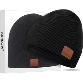 Gorro con Bluetooth 5.0, inalámbrico, gorro de punto de invierno con micrófono incorporado desmontable, con altavoces estéreo HD - Regalo de Navidad - Bluetooth Beanie, Double-Layer Wool Lining Bluetooth Hat Beanie, 20hrs Playing, Gift Packaging for Christmas 