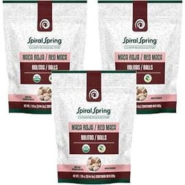 Maca Roja en Bolitas 200g - Orgánica Certificada Premium - Suplemento Alimenticio de Origen Andino - Superfood de Alta Calidad. (3 Pzs)