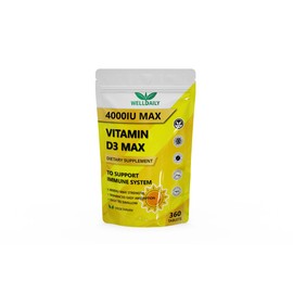 Vitamin D3 - D3 Vitamin 4000 Lu | 360 Tablets Max Vitamin D3 | Easy to Swallow High Strength Muscle & Bone Support Tablets | Halal & Kosher Vegan Tablets for Regulate Blood, Heart Function