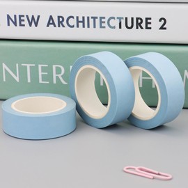 NatSumeBasics 3 Light Blue Washi Tapes Plain Decorative Masking Tape,32 Feet Self-Adhesive Tapes for Packaging Decor Journals Scrapbooks Planners DIY Crafts Gift (Light Blue)