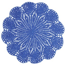 BIBITIME Round Flower Lace Doilies Vase Mats Kitchen Tablecloth Dish Plate Mat Handmade Crochet Table Doily Placemats (Navy, 11.8 in to 13.8 in,1PC)