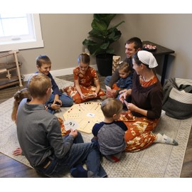 AmishToyBox.com Marble Chase (Cards N' Marbles) Wooden Game Set - Double-Sided 23" Wide Board - Includes Playing Cards and Marbles