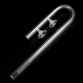 QWORK Glass Inflow Aquarium Lily Pipe - 17mm for 5/8''(16/22mm) Tubing, for Aquarium Planted Tank, Suction Cups Included