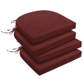 downluxe Outdoor Chair Cushions Set of 4 for Patio Furniture, Water-Resistant Patio Chair Cushions with Ties, High Density Foam Outdoor Seat Cushion, 17" X 16" X 2", Burgundy