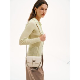 LAFESTIN Genuine Leather Small Shoulder Bag For Women, Women's Crossbody Handbags with Removable Chain Strap, Trendy Satchel Bags Designer Handbags, Ivory