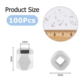 Hobbspring100Pcs 925 Sterling Silver Plated Spacer Beads 2mm Faceted Spacer Beads Metal Cube Loose Beads Tiny Brass Bead for Ring Necklace Earring Bracelets Making