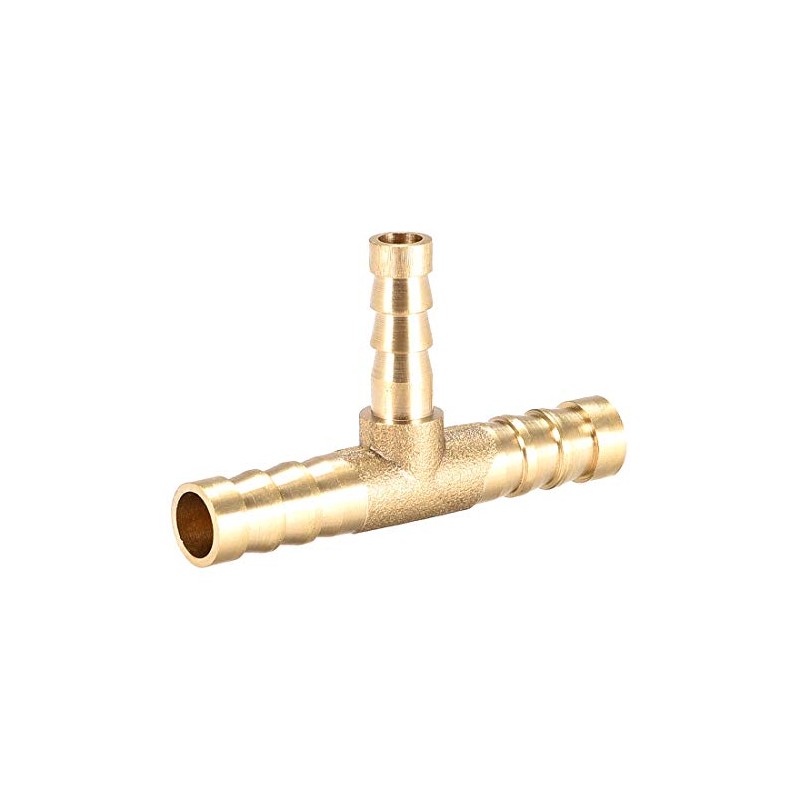sourcing map Tee Brass Barb Fitting Reducer 3 Way, Fit