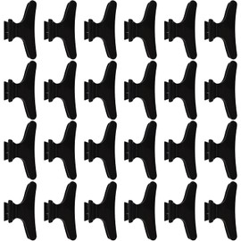 24 Pack Butterfly Clamps Hair Claw Clips Salon Hair Clips for Styling, Cutting, Coloring Large Pro Hair Clips Butterfly Hairdressing Hair Accessories for Women Girls (Black, One size)