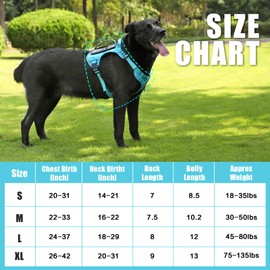 Bolux Tactical Dog Harness for Large Dogs,No Pull Adjustable Pet Dog Harness，Reflective K9 Working Training Easy Control Pet Vest Military Service Dog Harnesses (OceanicBlue, X-Large (Pack of 1))