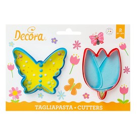 DECORA 0255075 Plastic Butterfly and Flower Cutters Set of 2 9 x Height 2.2 cm Purple
