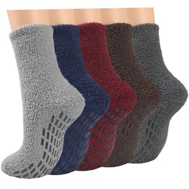 ILovDaisy 5 Pairs of Cuddly Socks Winter Socks Men Women Warm Stopper Socks Thermal Socks Fluffy Socks for Men Thick Bed Socks Christmas Socks Non-Slip House Socks with Nubs 39-45, Series 3