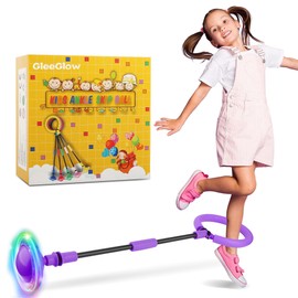 Ankle Skip Ball for Kids, Foldable Skip Ball Toy with Colorful Flash Wheel, Outside Toys for Kids, Girls & Boys Age 5 6 7 8 9 10 Years Old (Purple)