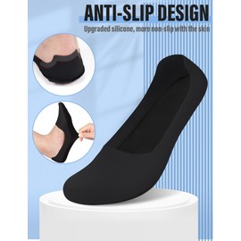 Kiiwah 4 Pairs Men's Invisible Socks Non-Slip Ice Silk Socks No Show Ice Silk Boat Socks (Size 39-43), black