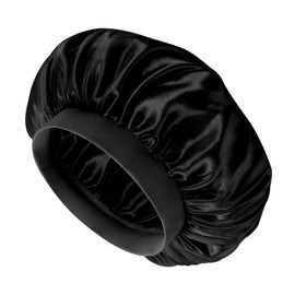 Prasacco Baby Kids Bonnets for 0-6 Months, Adjustable Bonnet for Kids Toddler Soft Silk Night Hats Baby Satin Bonnet Sleep Cap Sleeping Cap for Natural Hair Toddler Child Baby Girls Boys(Black)