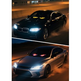 MIMIRGB 2PCS Devil Eye Lights for Cars, LED Eyes for Truck Windshield, 14"x 4" Flexible Animated LED Matrix Panel Sign, Digital Display for Car Van Window