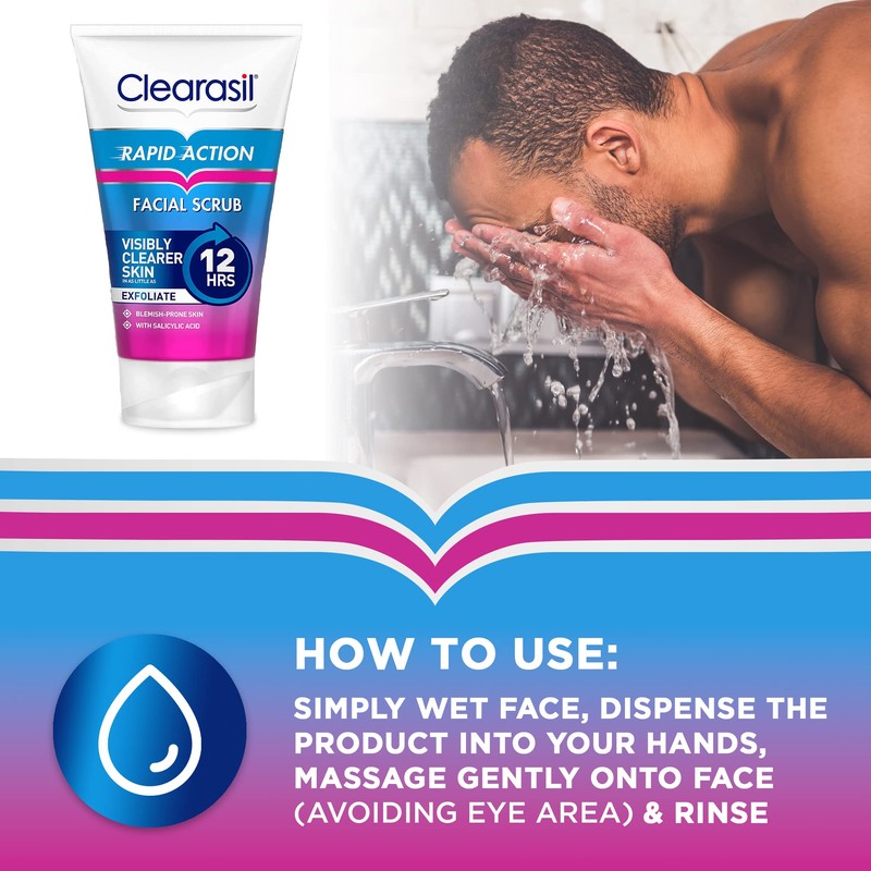 Clearasil Rapid Action Exfoliating Scrub, For Acne Prone Skin, Unclog