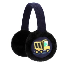 ZTL Boys Earmuffs Kids Warm Furry Knit Ear Muffs Cute Cartoon Dinosaur Truck Earmuffs Soft Plush Winter Outdoor Ear Warmers