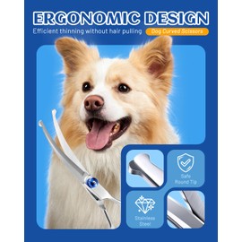 NAILGILRS Dog Grooming Scissors - Curved Pet Grooming Shears with Safety Round Tips, Professional Stainless Steel Pet Scissor for Cats Dogs Trimming Face and Paws