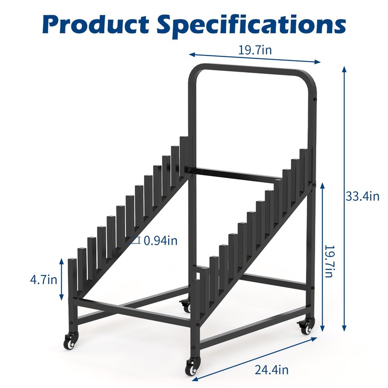 WYJREES 12-Tier Tile Display Rack, Rolling Tile Display Stand for