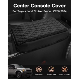 Shademax Center Console Cover for Toyota Land Cruiser Prado LC250 2024 2025 2026 Accessories, Prado LC250 Armrest Cover Cushion Pad Console Armrest Seat Box Protector PU Leather Anti-Scratch Black