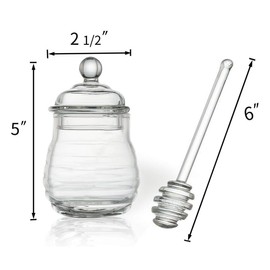 OFKPO Glass honey jars with honey spoon, transparent honey pot/honey container