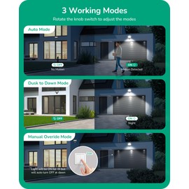 EDISHINE 240° & 360° Motion Sensor, Replacement Motion Detector for Outdoor Lights, Adjustable Time & Detection Range Up to 60FT, 3 Modes PIR Motion Sensor for Floodlight, White, UL Listed