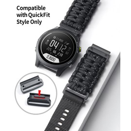 BINLUN Compatible with Garmin Bracelet Nylon Paracord 550 20 mm / 22 mm / 26 mm Military Sports Robust for Quickfit Bracelet Braided Replacement Strap Fits Fenix / Forerunner / for Descent / for