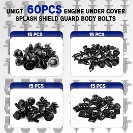 UNIGT 60PCS Engine Under Cover Splash Shield Guard Body Bolts Compatible with Nissan/Infiniti 370Z 350Z G35 G37 FX35 FX45 EX35 Bumper Fender Liner Push Retainer Fastener Rivet Clips with Tool