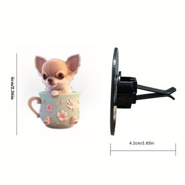 2D Acrylic Cartoon Chihuahua Car Air Vent Freshener – Solid Scented Decoration for AC Vents, Cute Dog Design, Long-Lasting Fragrance, Fun & Stylish Car Accessory