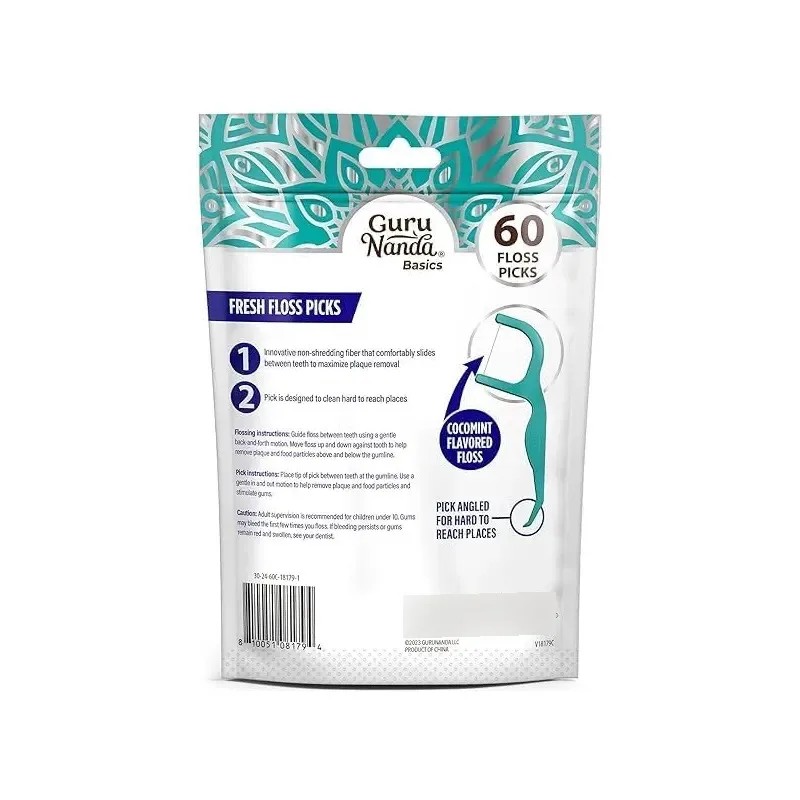 Gurunanda Púas Dentales De Hilo Dental Fresco, Hilo Sin Tr