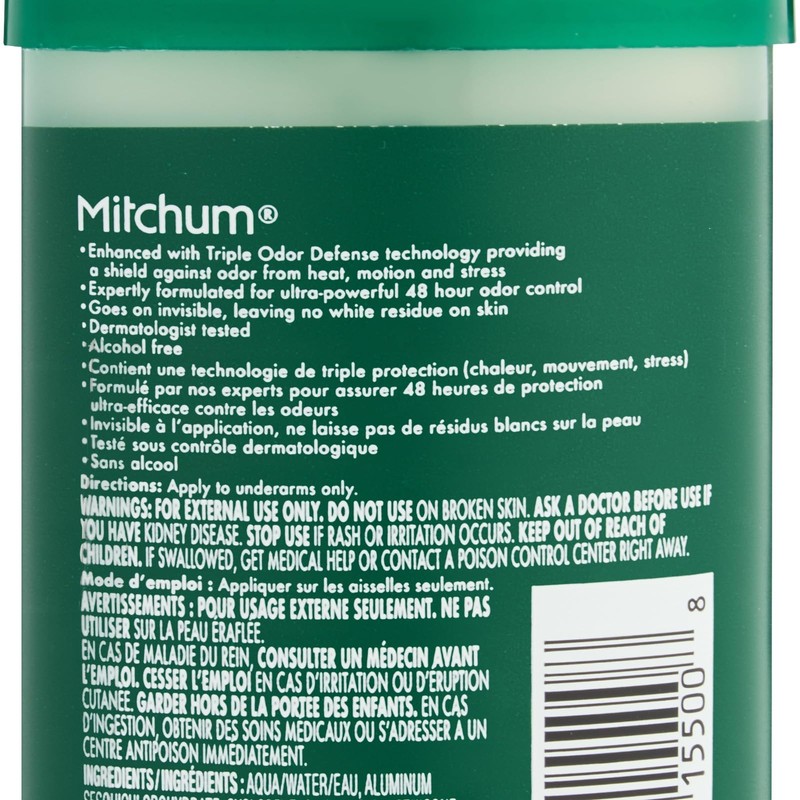 Mitchum Clear Gel Anti-Perspirant & Deodorant, Unscented for Men, 2.25