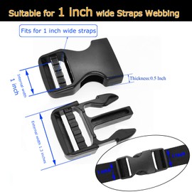 2Pcs Side Release Buckle Tan Tri-glide Slide Clip 4Pcs Replacement Buckles for 1 inch/25MM Webbing Backpack Strap, Heavy Duty Snaps Clips Two-way Adjustable for Boat Cover Nylon Straps