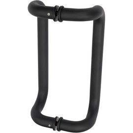 Rockwell Security Contemporary Offset Back to Back Door Pull Handle for Tempered Glass Mount 10 Inch for Commercial Swing Door Hardware in Black Finish