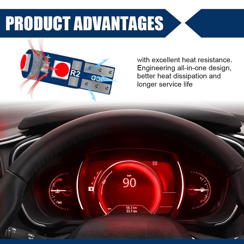 QZTYTY 20PCS T5 LED Lights for Car Dashboard, Led Dash