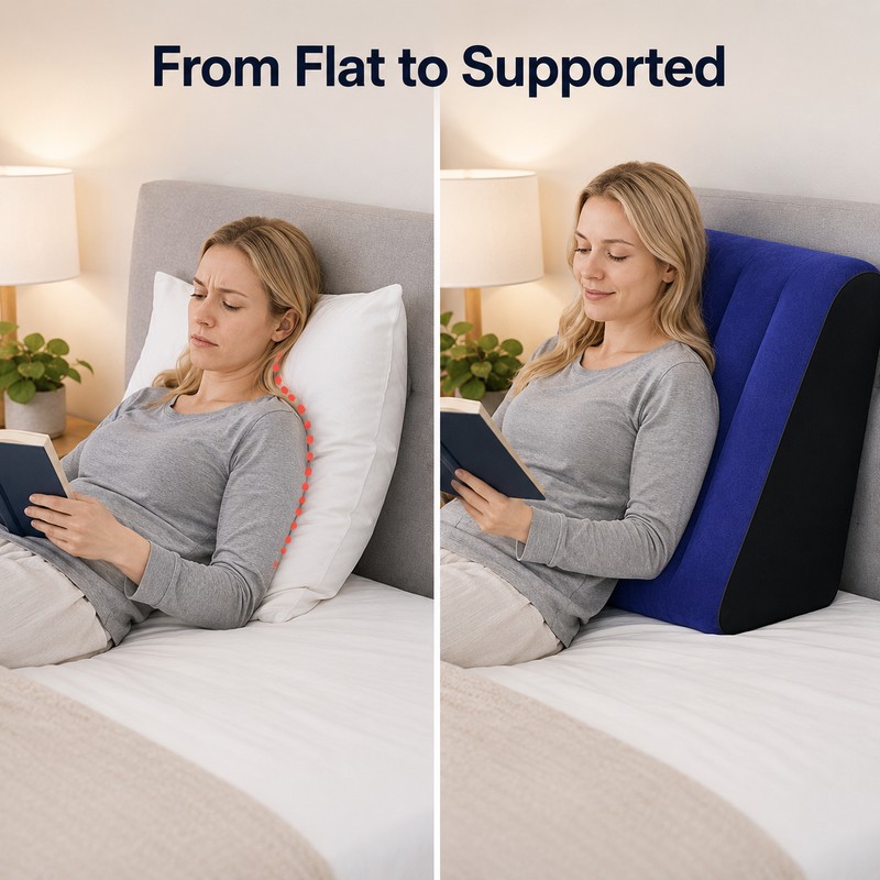 Inflatable Wedge Pillow for Leg and Back Support - Portable