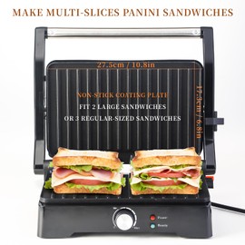 Panini Press Grill Sandwich Maker, Large Electric 3 in 1 Panini Sandwich Maker Grill, Open 180 Degrees for Grill Indoor, Perfect for Grilling Steaks, Burger, Sandwich,Non-stick Pan