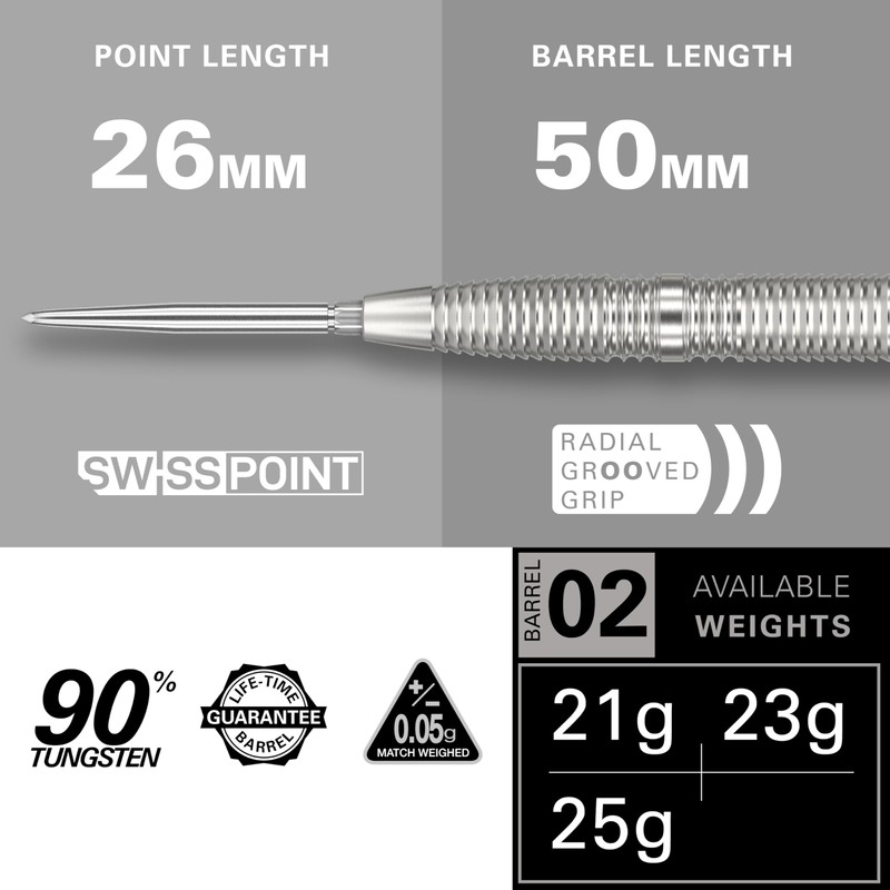 Target Darts Crux 02 25G 90% Tungsten Swiss Point Steel
