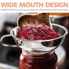 Anaeat Stainless Steel Canning Funnel with Handle for Wide and Regular Jars & Canning Jars, Wide-Mouth Funnels Excellent for Transferring Liquid and Dry Ingredients, Large Solids, Oil, Beans & Jams