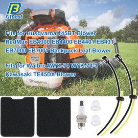FitBest Air Filter Fuel Line Kit Primer Bulb For Husqvarna 145BT 155BT 145BF Leaf Blowers