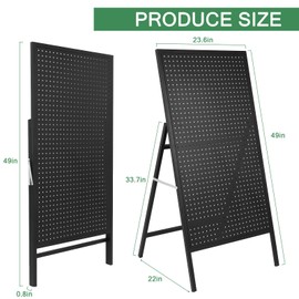 Eastern Tree Metal Pegboard Display Stand with 10 Hooks, Pegboard Panel Display, Standing Pegboard Panel, Peg Board Display Stand for Retail Display and Advent-1 Pack Black