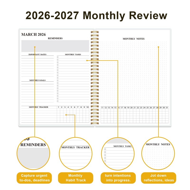 Monthly Planner 2026-2027 - Monthly Calendar from August 2026 to