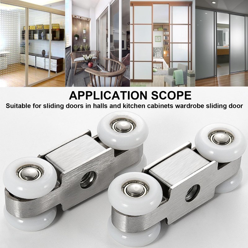 Li-TianFeng 2pcs 4-Wheel Stainless Stee Hanging Wheel Suitable fo Sliding