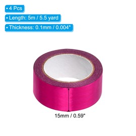 PATIKIL Metallic Washi Tape 15mm x 5m, 4 Pack Art Paper Mirror Masking Foil Sticker Self-Adhesive for DIY Art Craft Wrapping Wedding Decoration, Rose Red