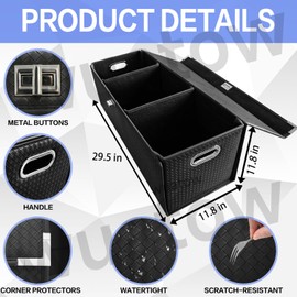 Wuatow Trunk Organizer for SUV,Car Trunk Organizer with Lid,New Car Essentials,Multi-Functional,Foldable Cargo Trunk Storage Box-Black-XL