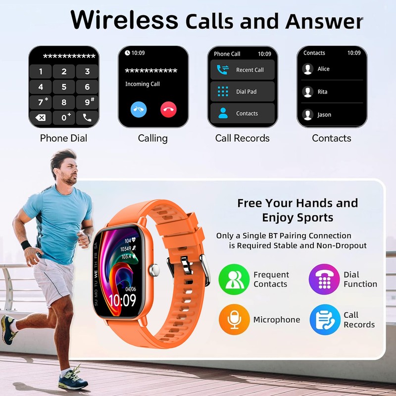 Smartwatch 2 Inch Full Screen Touch Sleep Monitoring Watch IP67